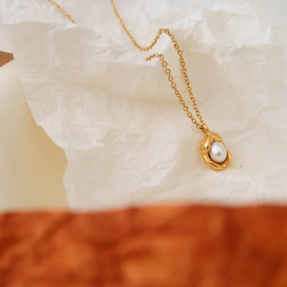 NEW 18K Gold Plated Fresh Water Pearl Necklace - Picture 6 of 9